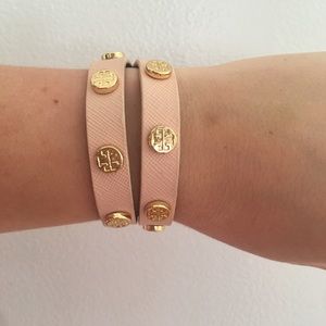 Tory Burch double wrap logo stud bracelet
